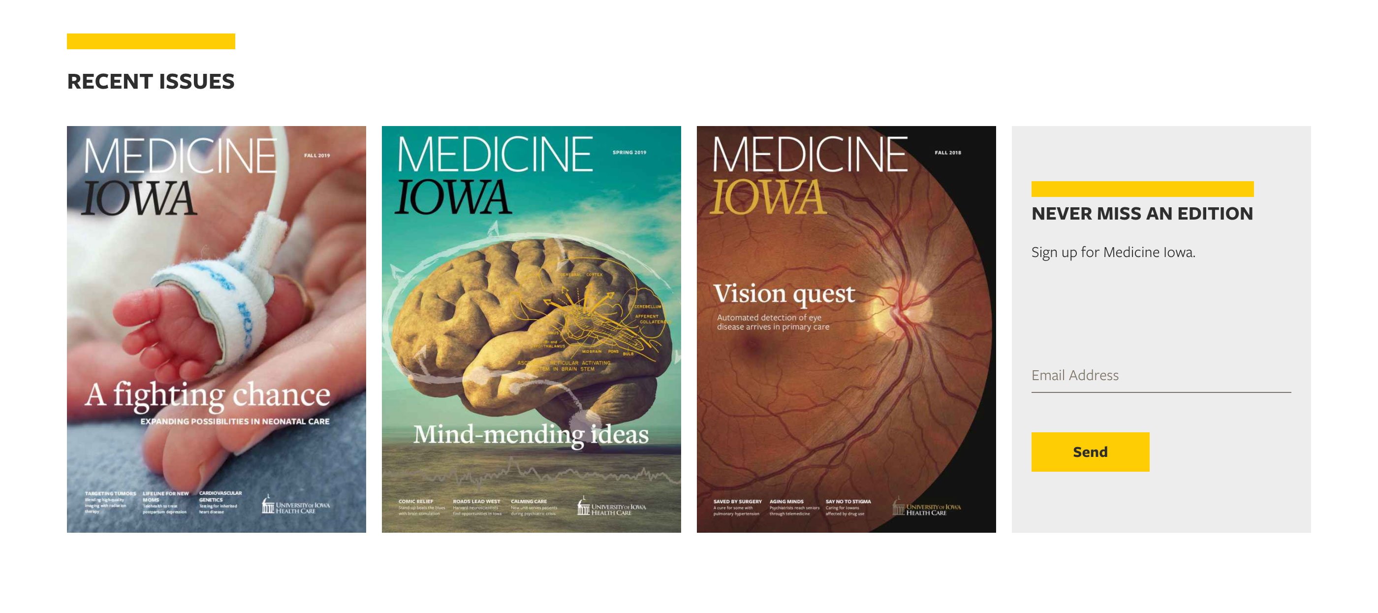 recent issues from Medicine Iowa homepage