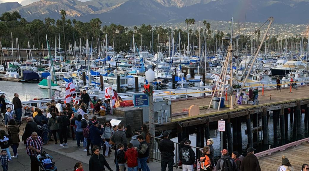 people on the dock and waterfront of Santa Barbara
