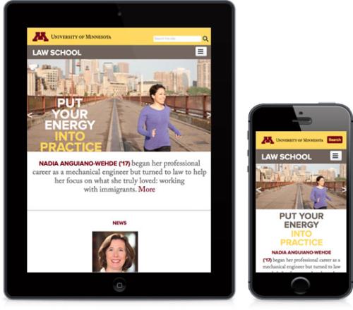screenshot of Minnesota Law School website on mobile and tablet