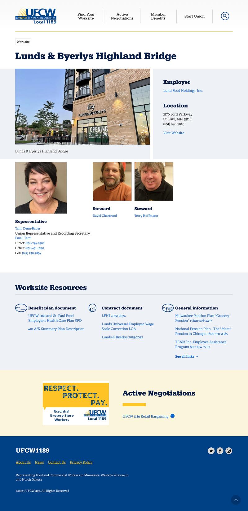 Individual worksite page
