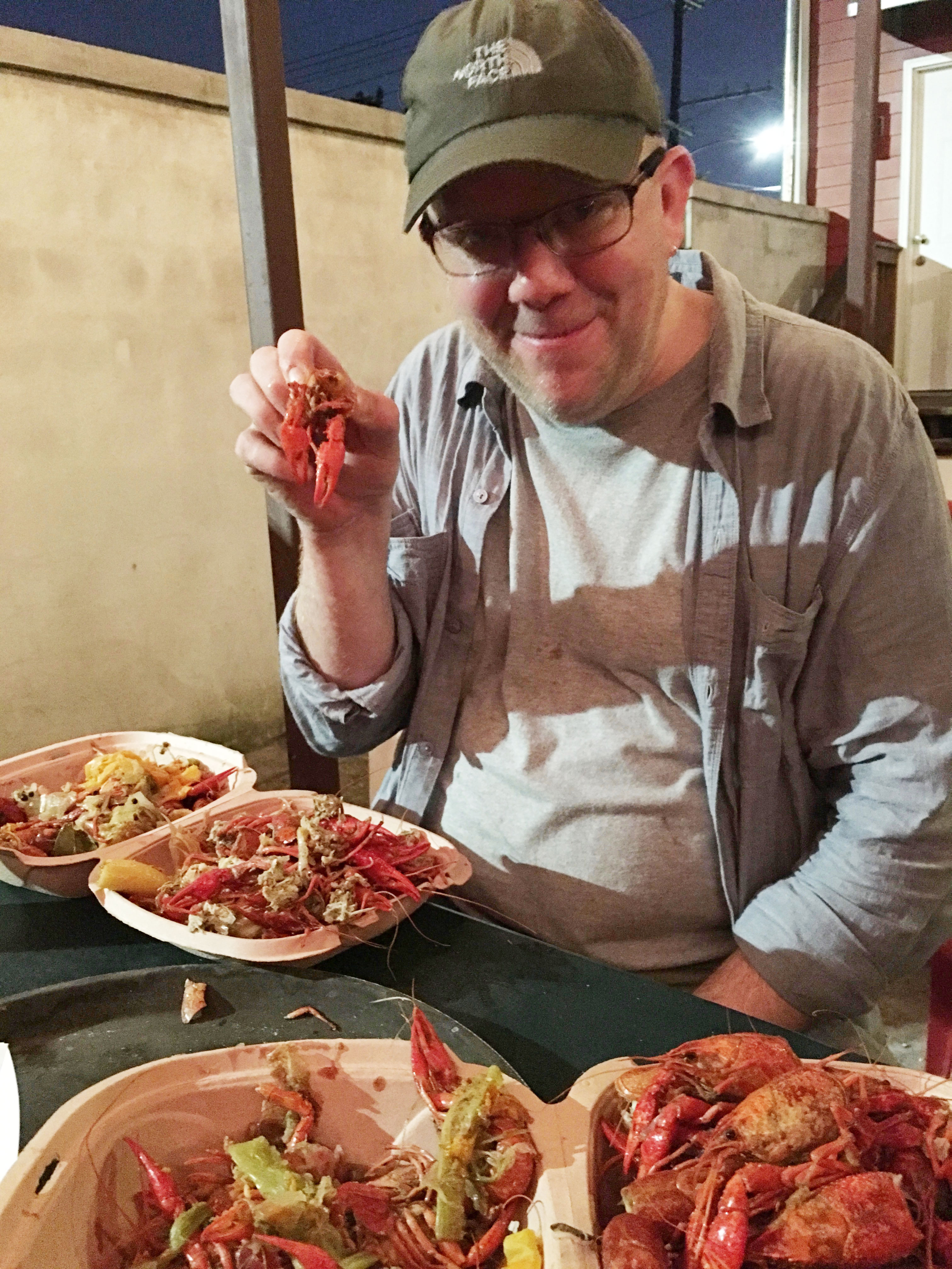 Tim enjoying some crawfish