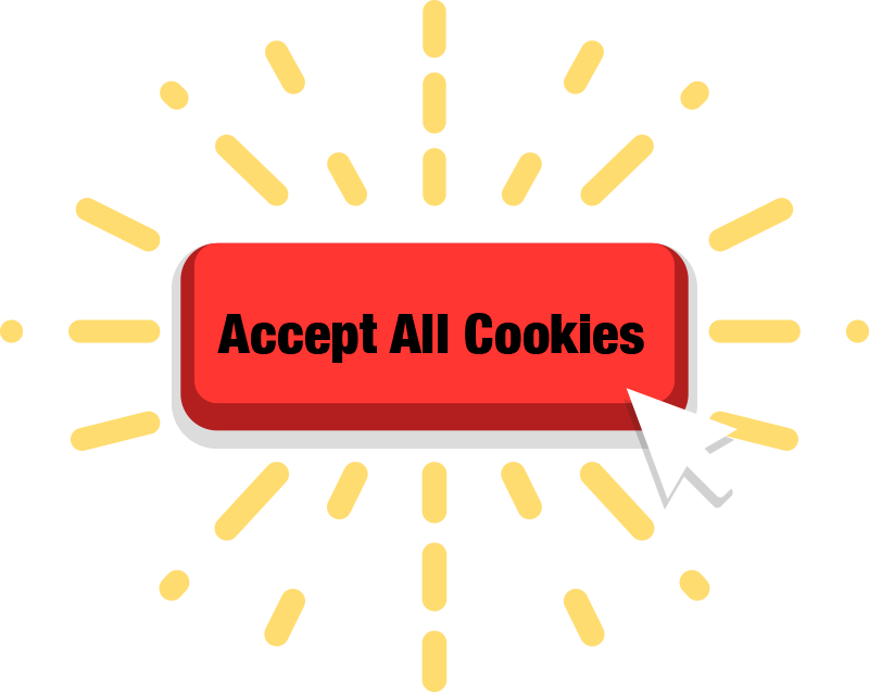 Sample of an online button with mouse cursor and text says "Accept all Cookies"