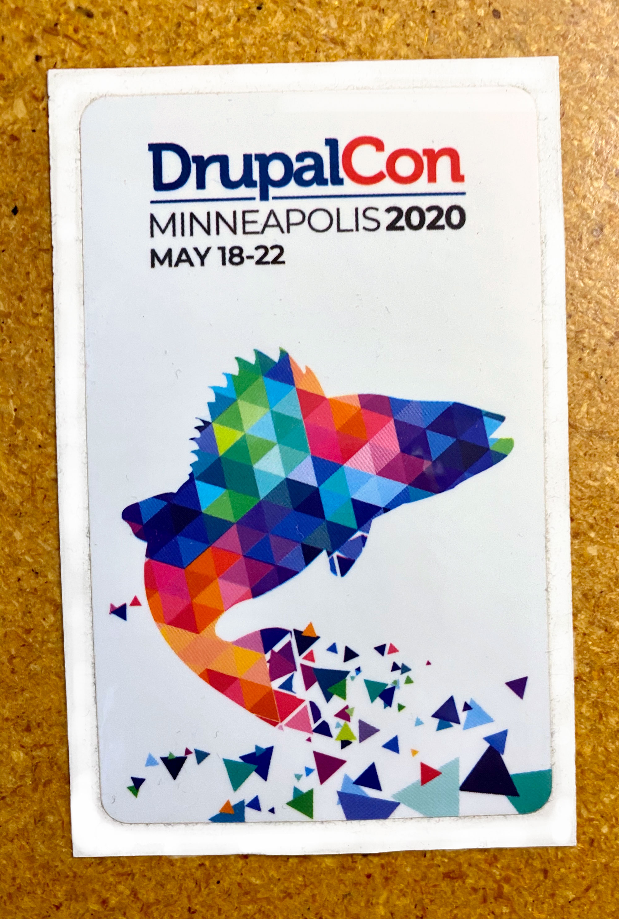 DrupalCon Minneapolis sticker with icon of fish