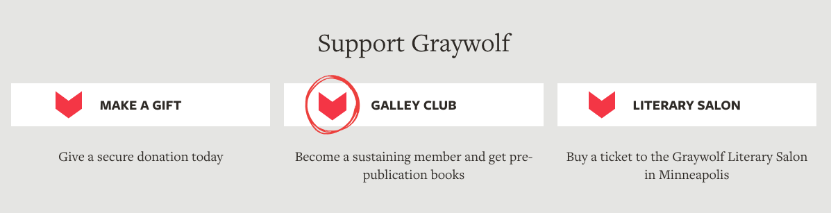graywolf website, support buttons