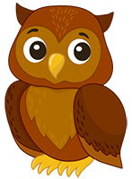 cartoon illustration of a brown owl