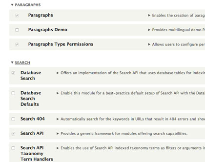 Screenshot of Search API enabled