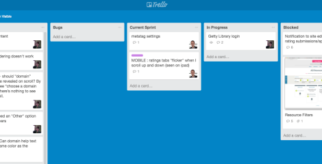 screenshot of trello project board