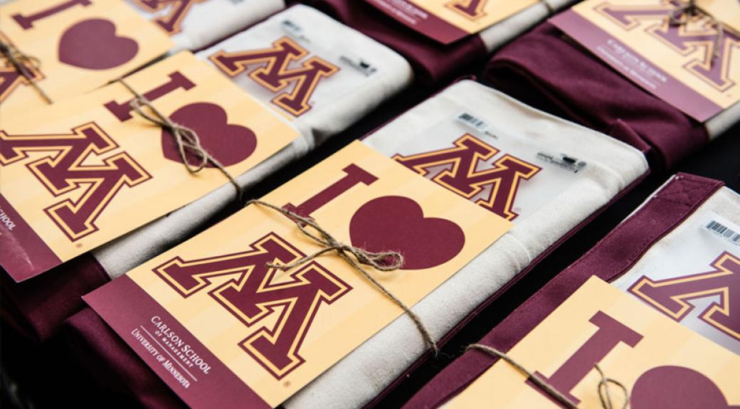 Carlson and University of Minnesota branded gifts, with "I (heart) M" headline