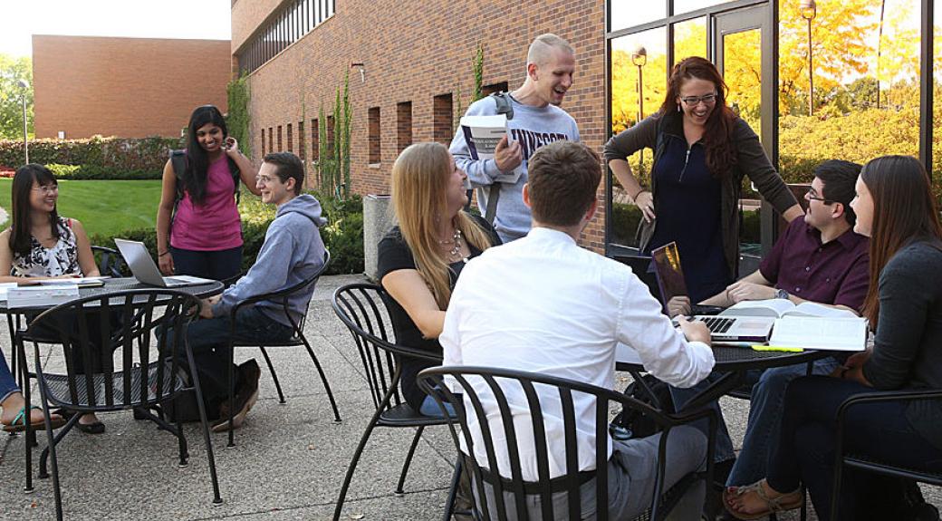 law students socializing outside