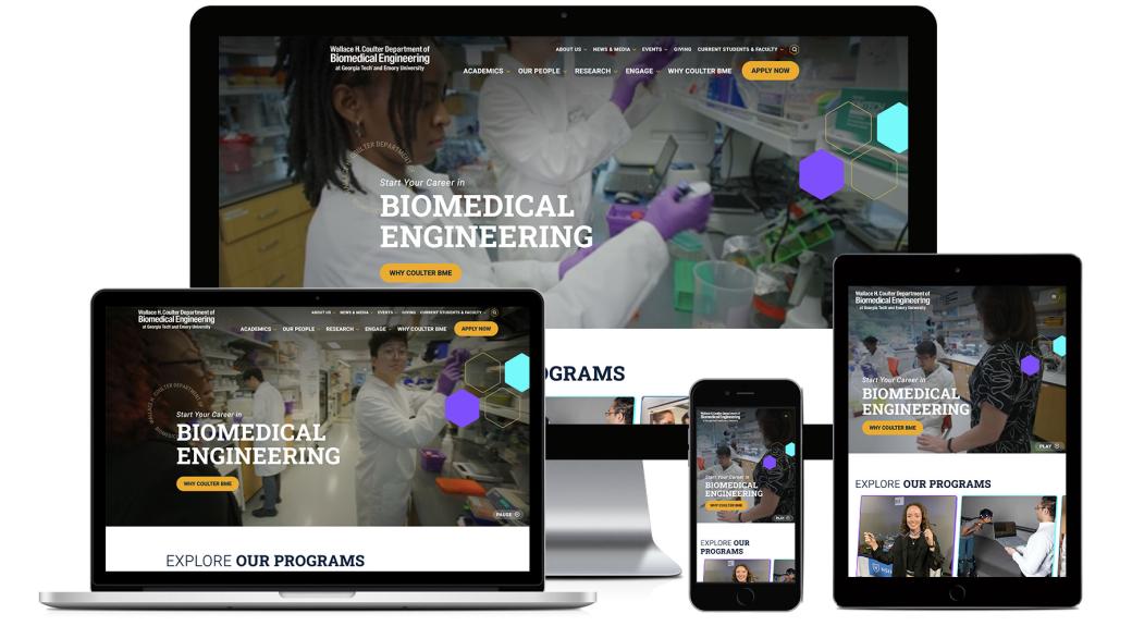 BME website as shown across different sized screens and devices