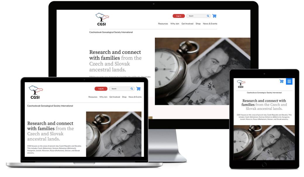 CGSI website on different sized screens