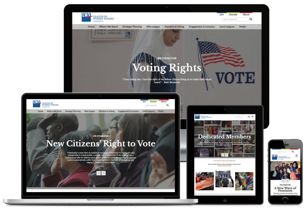 screenshots from league of women voters website