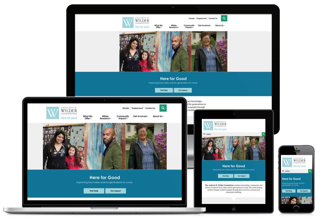 screenshots from wilder foundation website across different size screens