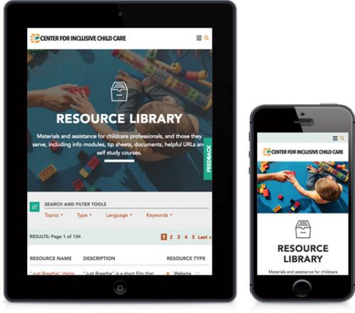 screenshot of Inclusive Childhood site on mobile and tablet