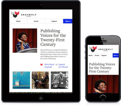 screenshot of Graywolf website on mobile and tablet