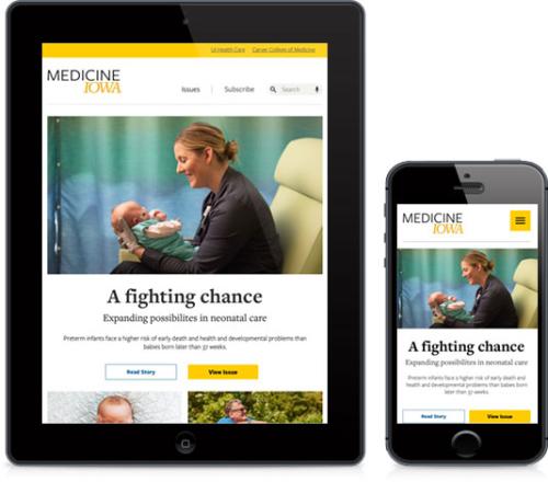 screenshot of Medicine Iowa website on mobile devices