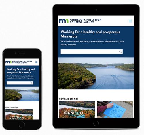 MPCA homepage as displayed on a smartphone and tablet