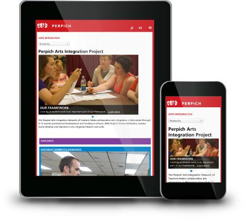 screenshot of  Arts Integration website on mobile and tablet