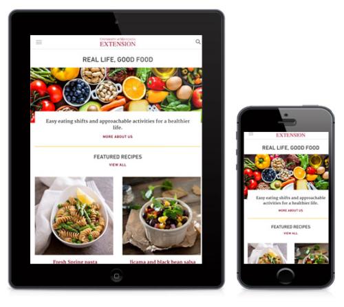 Screenshot of Real Life Good Food website on mobile devices