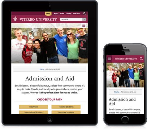 screenshot of Viterbo website on mobile and tablet