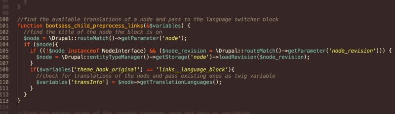 Drupal language switcher links preprocess hook