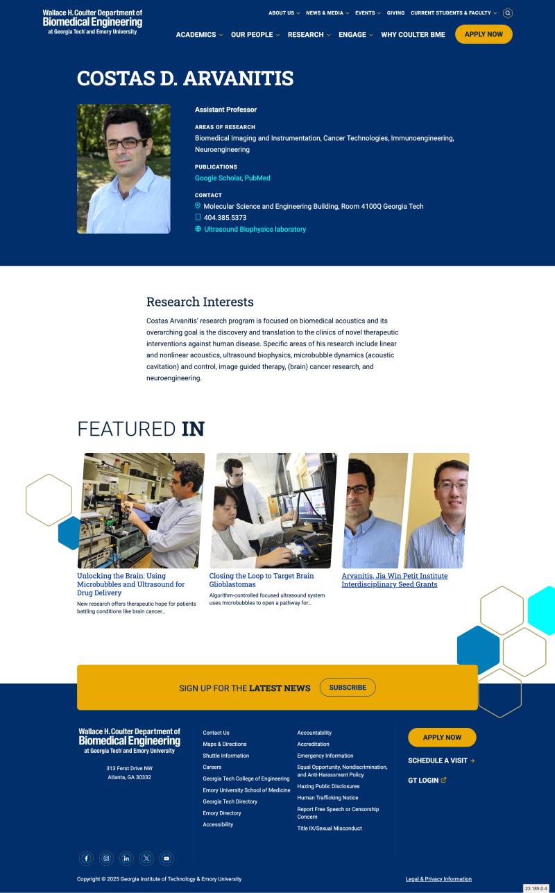 BME webpage for staff bios