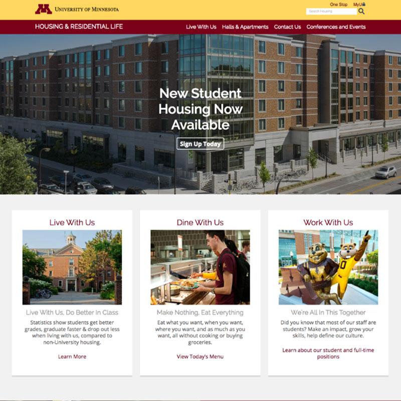 Housing and Residential Life website, screenshot