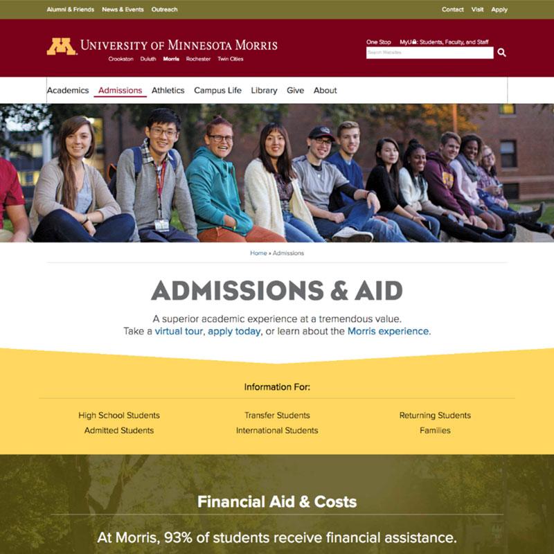 UMN Morris website, screenshot