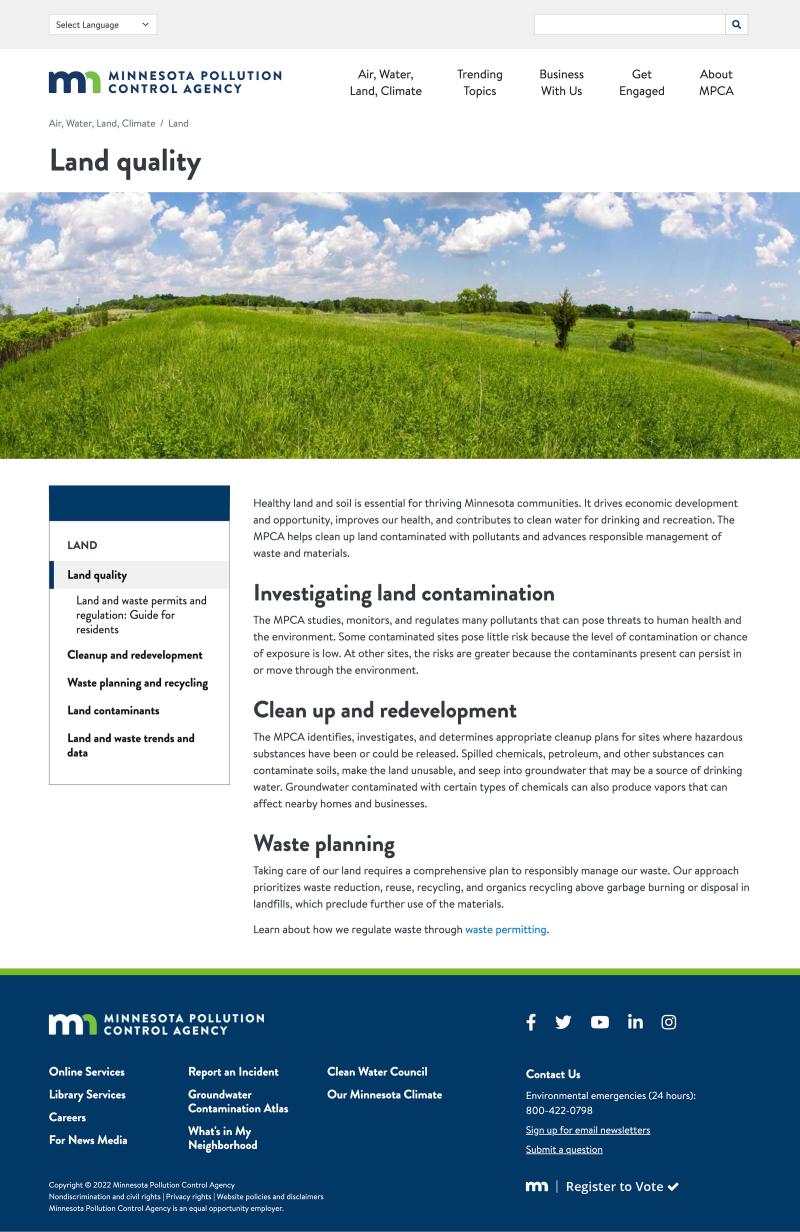 Land Quality sample page