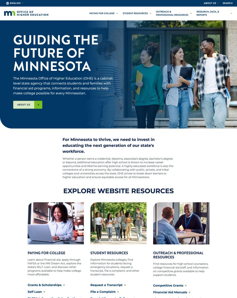 OHE homepage screenshot