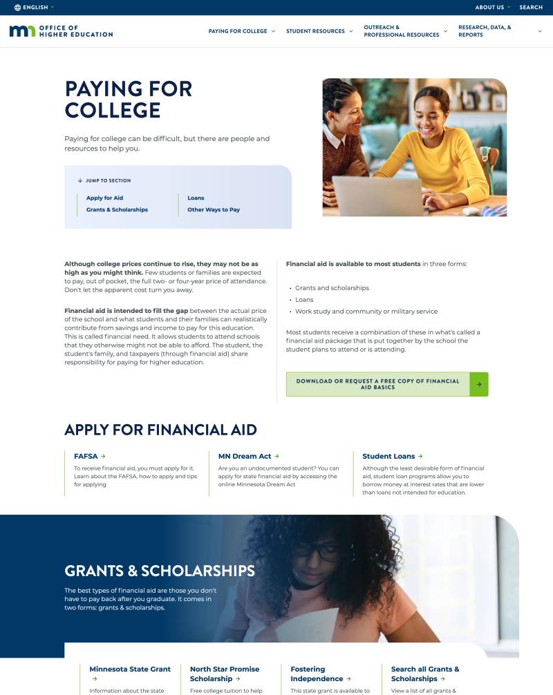 OHE homepage screenshot