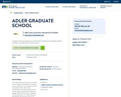 OHE sample college landing page screenshot