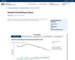 OHE student enrollment data, screenshot