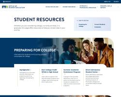 OHE student resources page, screenshot