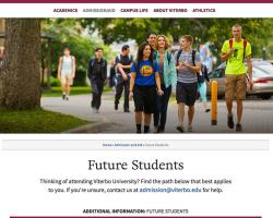 Viterbo University website, screenshot