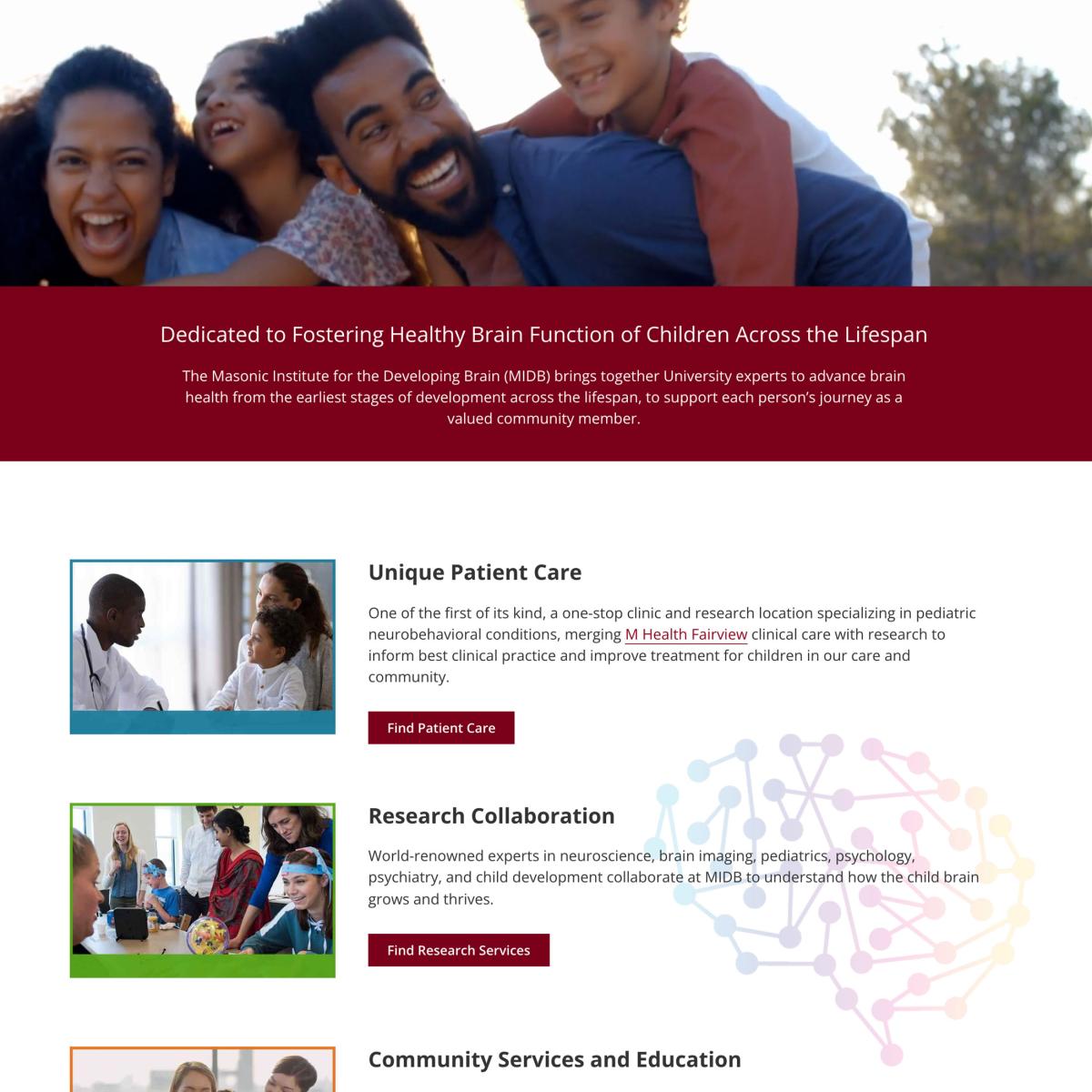 Masonic Institute for Developing Brain homepage