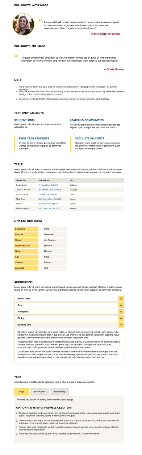 sample family of components designed for the website