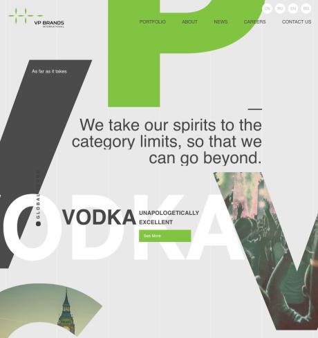 screenshot of asymmetrical design for vodka company