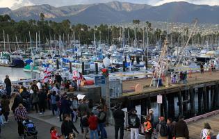 people on the dock and waterfront of Santa Barbara