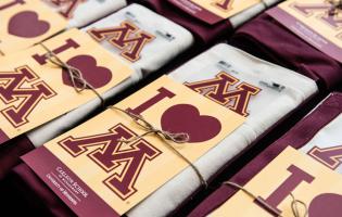 Carlson and University of Minnesota branded gifts, with "I (heart) M" headline