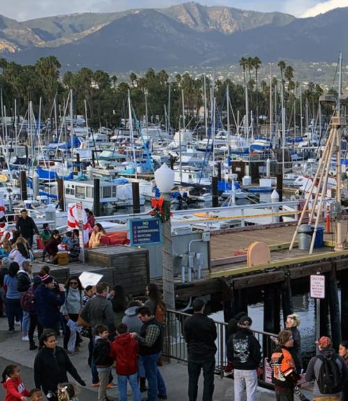people on the dock and waterfront of Santa Barbara