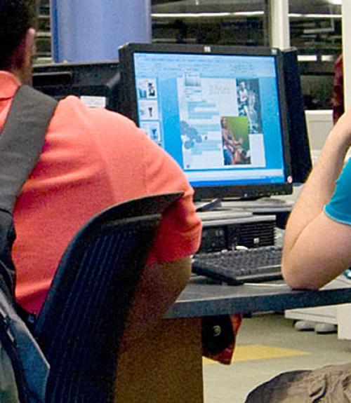 students at work in study room