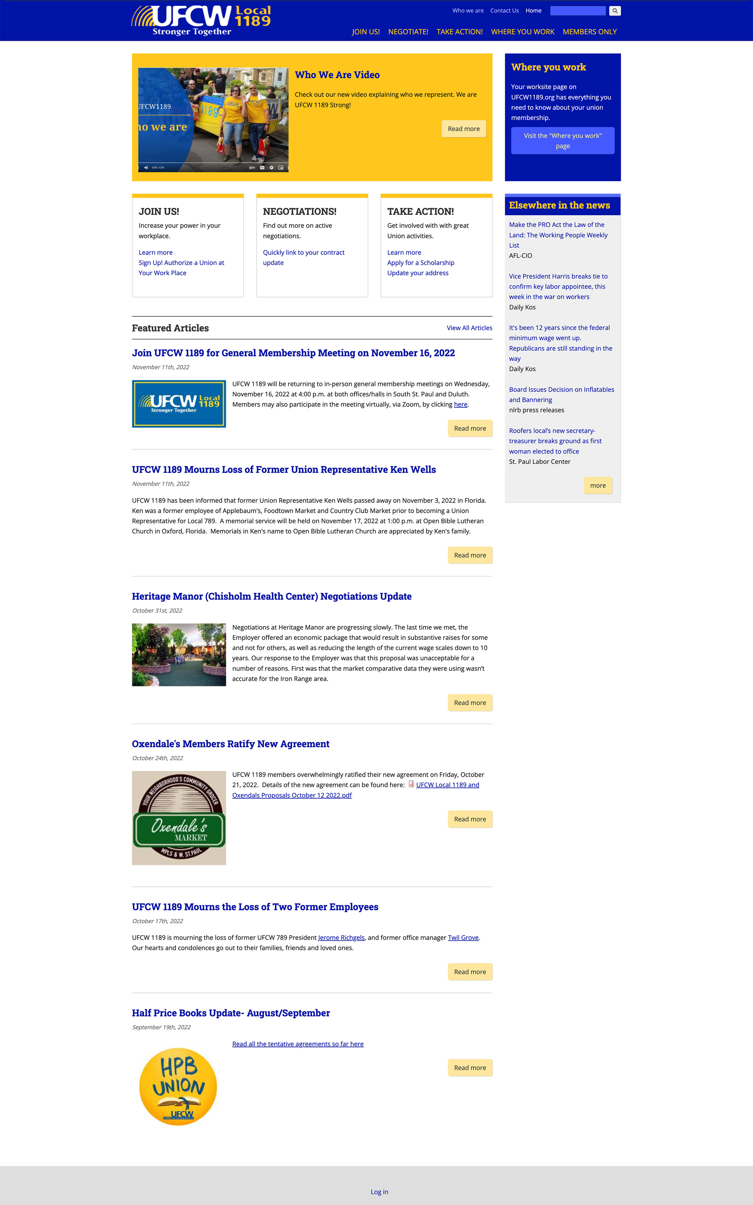 old UFCW homepage